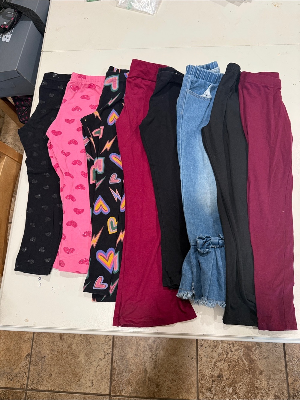 Place Girls Legging Bundle - Black, Pink, Burgundy, Denim, Multicolor Hearts